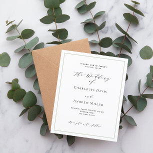 Sage green white formale Hochzeitseinladung