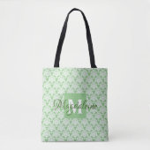 Sage Green & White Frilask Mit Monogramm Tasche (Vorderseite)