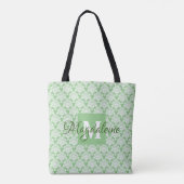 Sage Green & White Frilask Mit Monogramm Tasche (Rückseite)