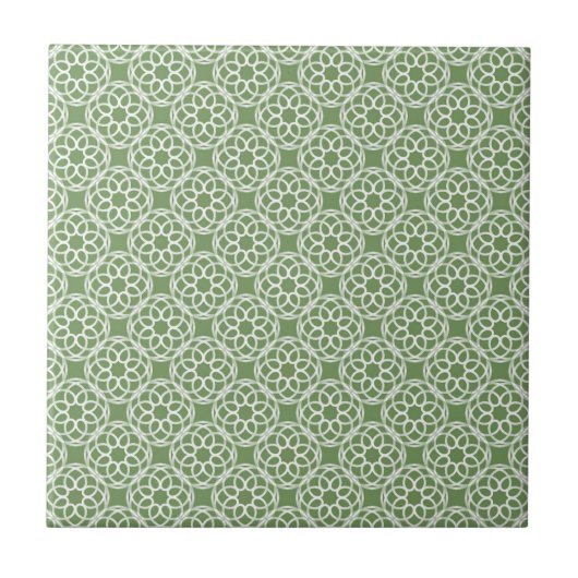 Sage Green White Geometric Muster nahtlos Fliese (Vorderseite)