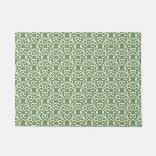 Sage Green White Geometric Muster nahtlos Fußmatte (Vorderseite)