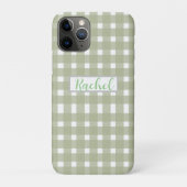 Sage Green White Gingham Personalisiert Case-Mate iPhone Hülle (Rückseite)