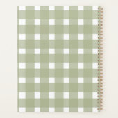 Sage Green White Gingham Personalisiert Planer (Rückseite)