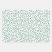 Sage Green White Grey Floral Boho Trendy Geschenkpapier Set (Vorderseite 2)