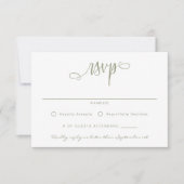Sage Green White Handschriftlich Einfaches Skript RSVP Karte (Vorderseite)