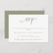 Sage Green White Handschriftlich Einfaches Skript RSVP Karte (Vorne/Hinten)