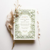Sage Green White Iris Wedding Imitats Embossed Des Einladung
