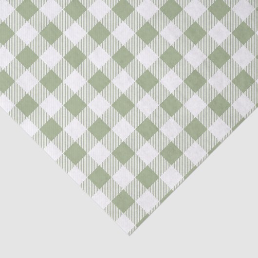 Sage Green White Kariert Pattern Seidenpapier (Ausschnitt)
