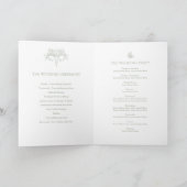 Sage green white Lilie monogram art wedding Programm (Innenseite)
