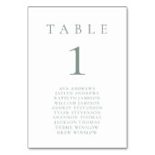 Sage Green White Minimalistisch Seating Tischnumme Tischnummer (Rückseite)