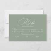 Sage Green White Modern Calligraphy Meal Wedding RSVP Karte (Vorderseite)
