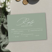 Sage Green White Modern Calligraphy Meal Wedding RSVP Karte