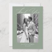 Sage Green White Modern Calligraphy Simple Wedding Dankeskarte (Vorderseite)