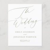 Sage Green White Modern Calligraphy Wedding (Vorderseite)