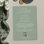 Sage Green White Modern QR Code Wedding Details Begleitkarte