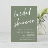 Sage Green & White Modernes Brautparty Einladung (Stehend Vorderseite)