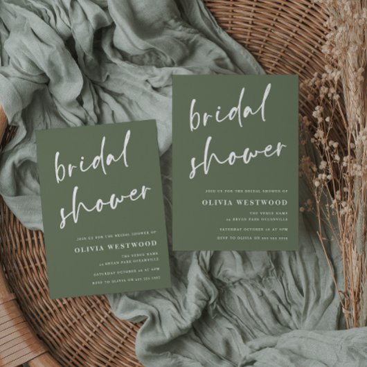 Sage Green & White Modernes Brautparty Einladung