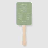 Sage Green & White Monogram Crest Wedding Program Fächer (Rückseite)
