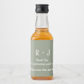Sage Green & White Monogram Vielen Dank für Ihre H Alkoholflaschenetikett (Vorderseite)