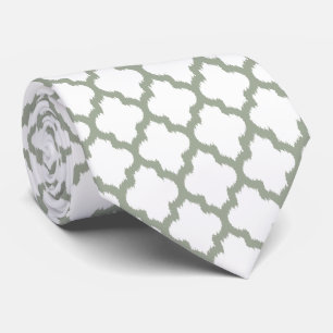 Sage-green & White Quatrefoil Modernes Muster Krawatte