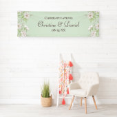 Sage Green White Rose Wedding Banner (Insitu)