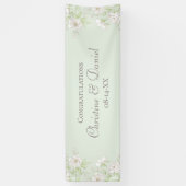 Sage Green White Rose Wedding Banner (Vertikal)
