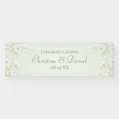 Sage Green White Rose Wedding Banner (Horizontal)