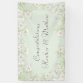 Sage Green White Rose Wedding Banner (Vertikal)