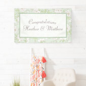 Sage Green White Rose Wedding Banner (Insitu)