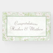 Sage Green White Rose Wedding Banner (Horizontal)