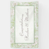Sage Green White Rose Wedding Banner (Vertikal)
