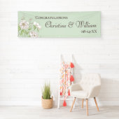 Sage Green White Rose Wedding Banner (Insitu)