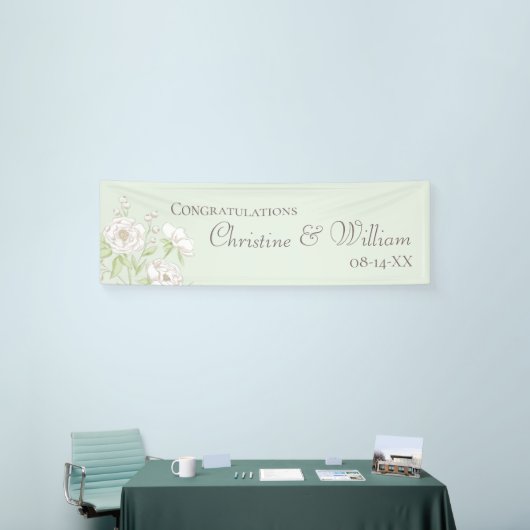 Sage Green White Rose Wedding Banner (Messeveranstaltung)