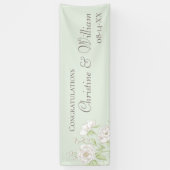 Sage Green White Rose Wedding Banner (Vertikal)