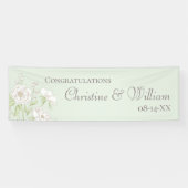 Sage Green White Rose Wedding Banner (Horizontal)