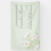 Sage Green White Rose Wedding Banner (Vertikal)