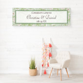 Sage Green White Rose Wedding Banner (Insitu)