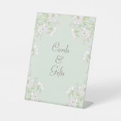 Sage Green White Rose Wedding Cards Gift Sign Sockelschild (Vorderseite)