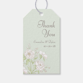 Sage Green White Rose Wedding Geschenkanhänger