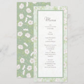 Sage Green White Rose Wedding Menus Menükarte (Vorne/Hinten)