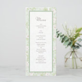 Sage Green White Rose Wedding Menus Menükarte (Stehend Vorderseite)