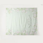 Sage Green White Rose Wedding Photo Backdrop Wandteppich (Vorderseite (Horizontal))