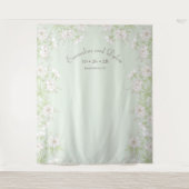 Sage Green White Rose Wedding Photo Backdrop Wandteppich (Vorderseite)