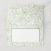 Sage Green White Rose Wedding Platzkarte (Außenseite Aufgefaltet)