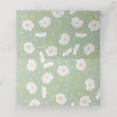 Sage Green White Rose Wedding Platzkarte (Innenseite Aufgefaltet)