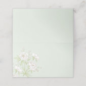Sage Green White Rose Wedding Platzkarte (Außenseite Aufgefaltet)