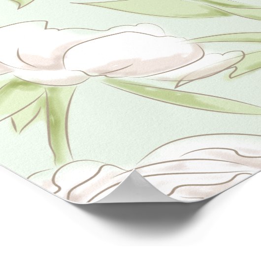 Sage Green White Rose Wedding Seating Chart Poster (Ecke)