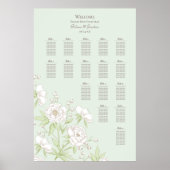 Sage Green White Rose Wedding Seating Chart Poster (Vorne)