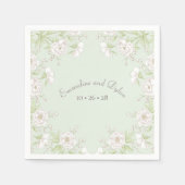 Sage Green White Rose Wedding Serviette (Vorderseite)