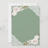 Sage Green White Roses Lace Islamische Hochzeit Einladung (Rückseite)